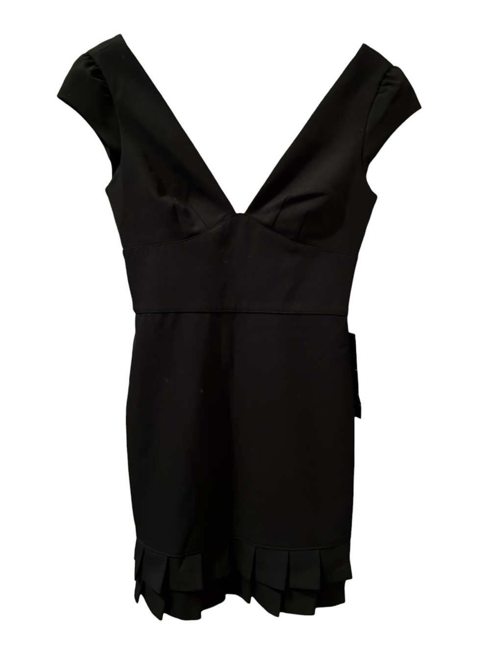 NWT BEBE VINTAGE BLACK WOOL BLEND PLUNGE NECKLINE DRESS SIZE 4